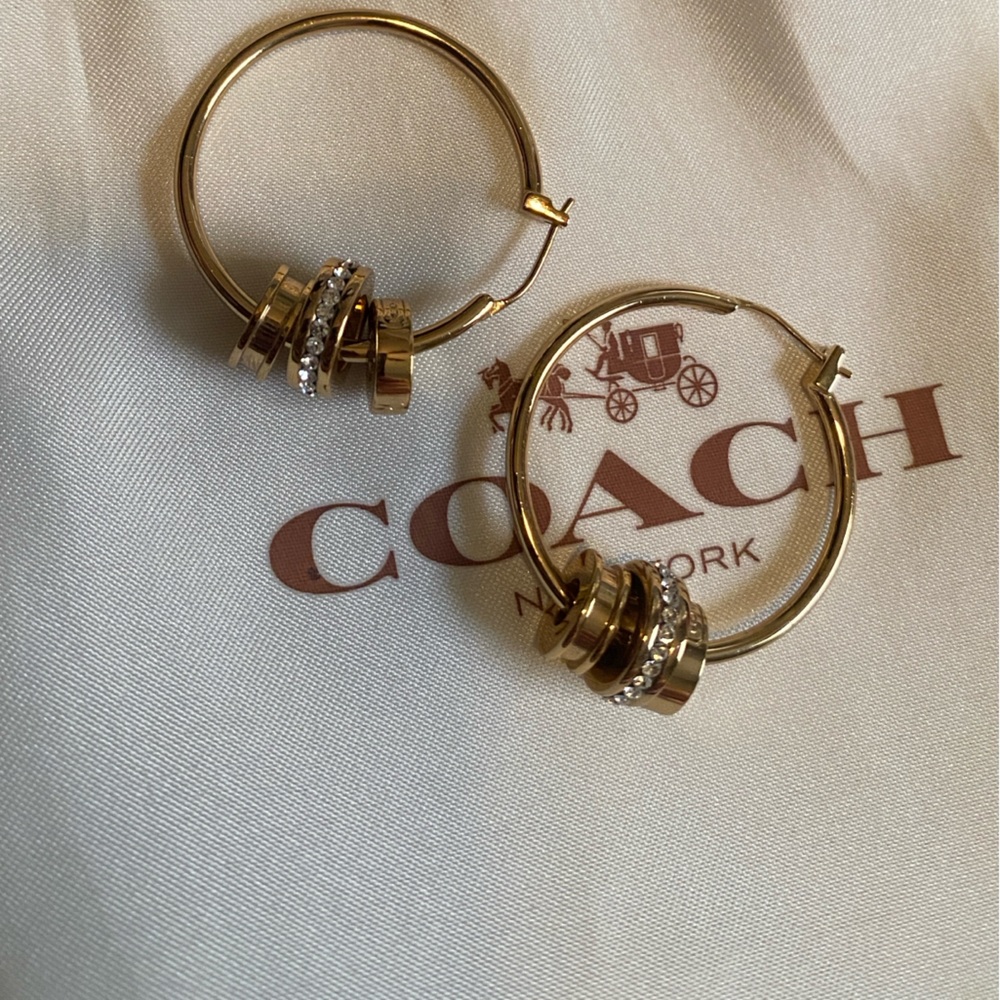 Coach gold in color hoop earrings